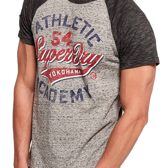 Superdry Athletics Yokohama Raglan Heather Gray Short Leave Tee Size M - Picture 3 of 10